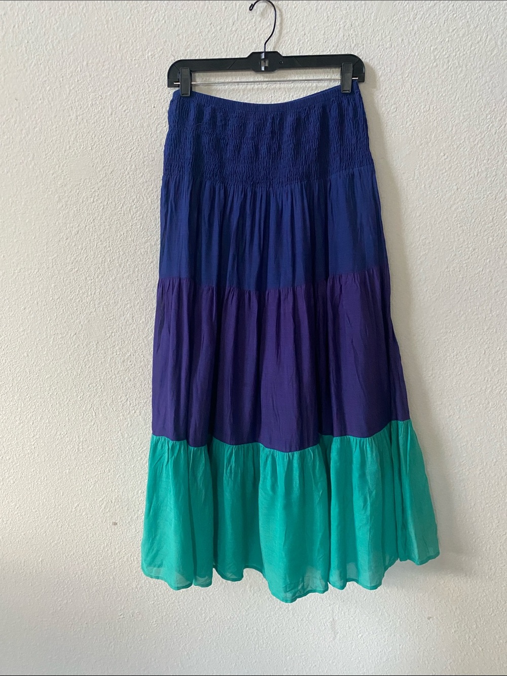 Oliphant Smocked Waist Convertible Tiered Maxi Skirt Size S